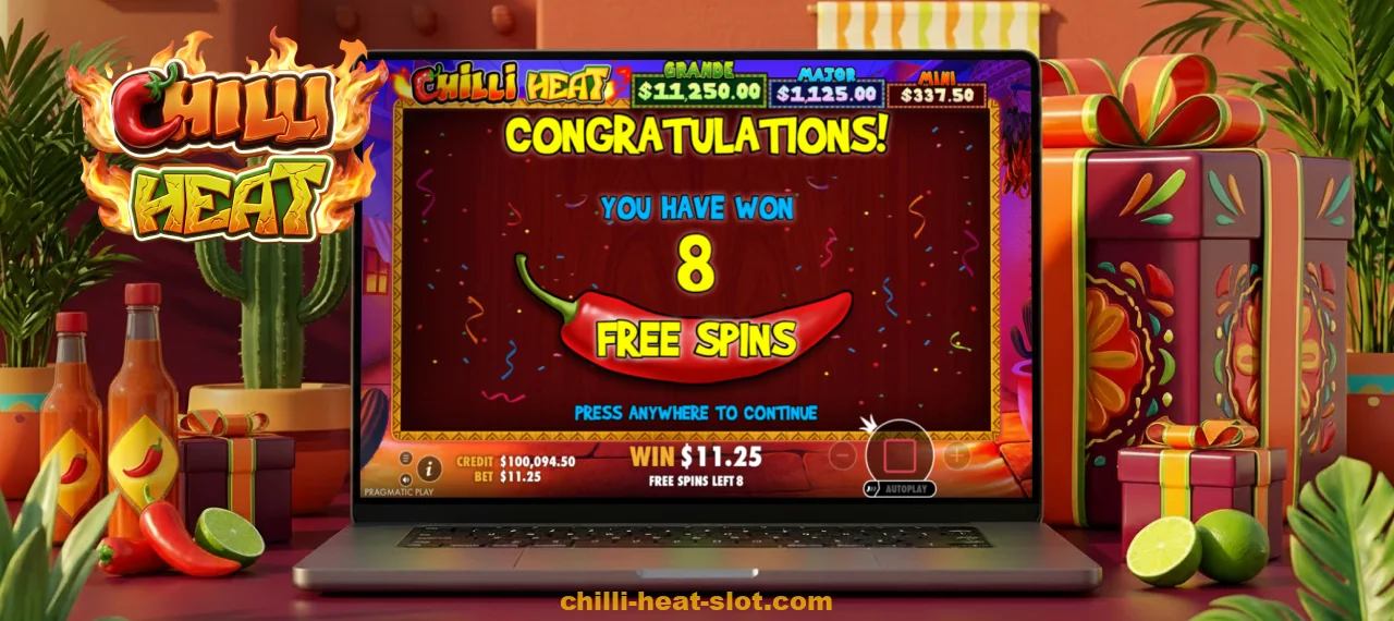 In Chilli Heat, players can trigger a Money Respin with the Grande jackpot and free spins with enhanced symbols