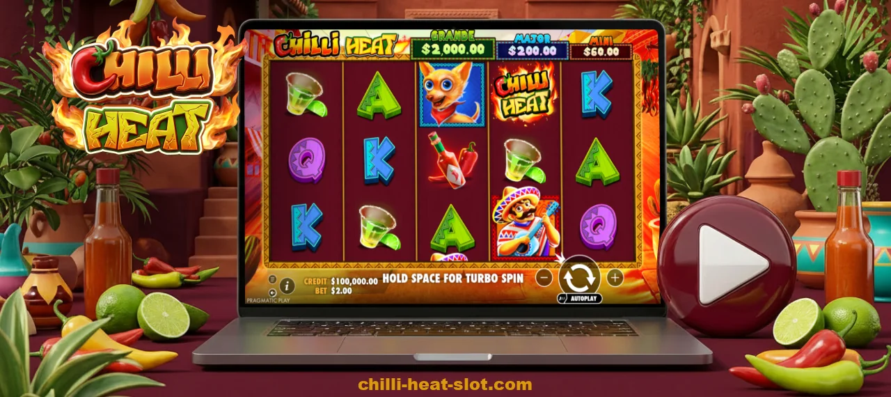 Play the free version of Chilli Heat without registering, using virtual credits and adjusting your bet size